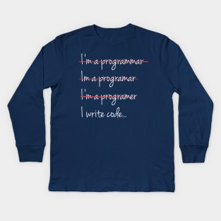 programming humor, I Write Code - Funny Programming Jokes - Dark Color Kids Long Sleeve T-Shirt